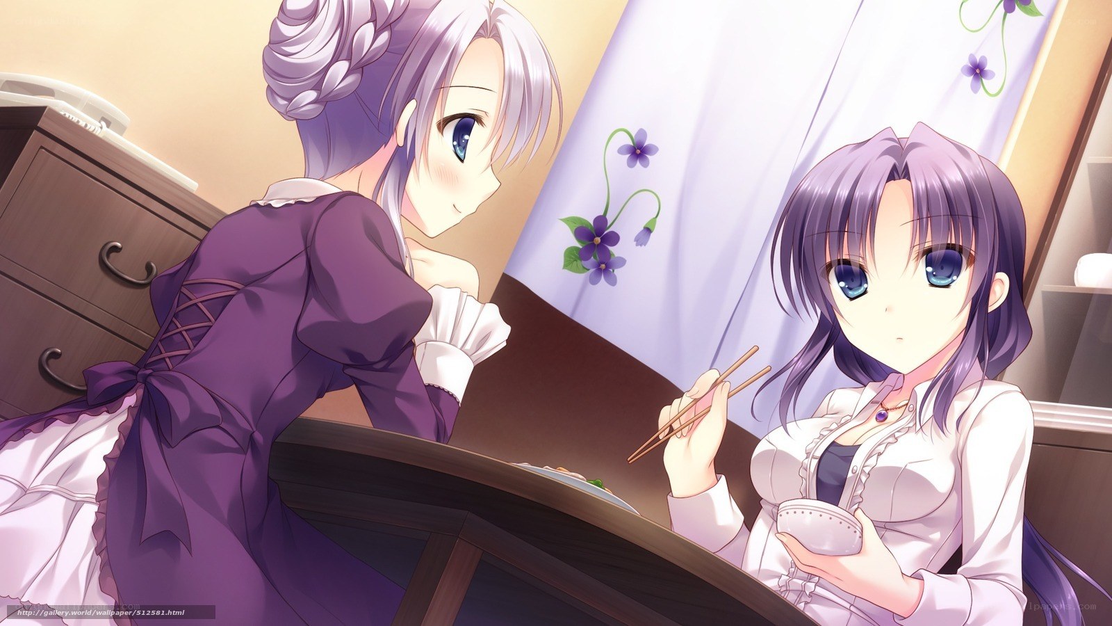 two girls eating dinner