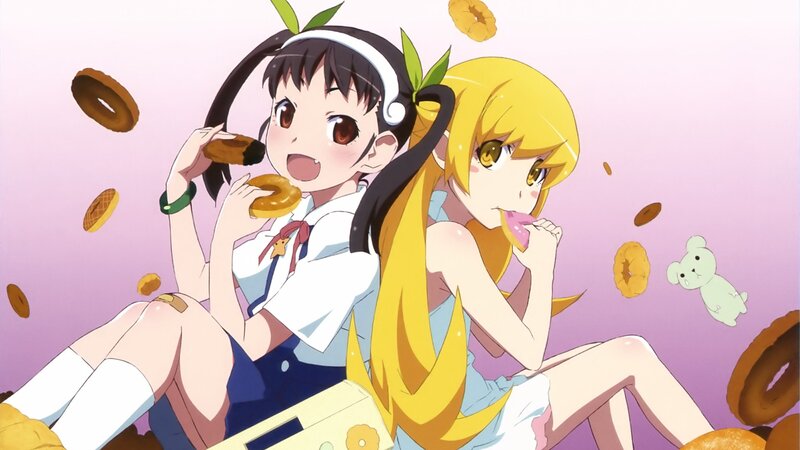 Two Girls Eating Donuts — Purple, Playful