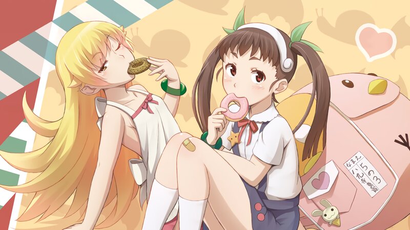 Two Girls Eating Donuts — Yellow