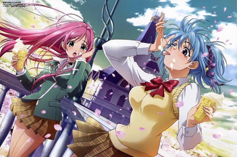 Two girls eating ice cream