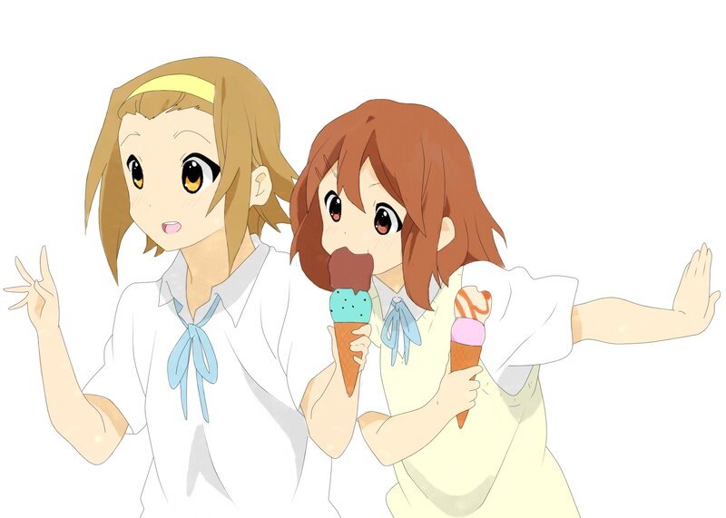 Two girls eating ice cream