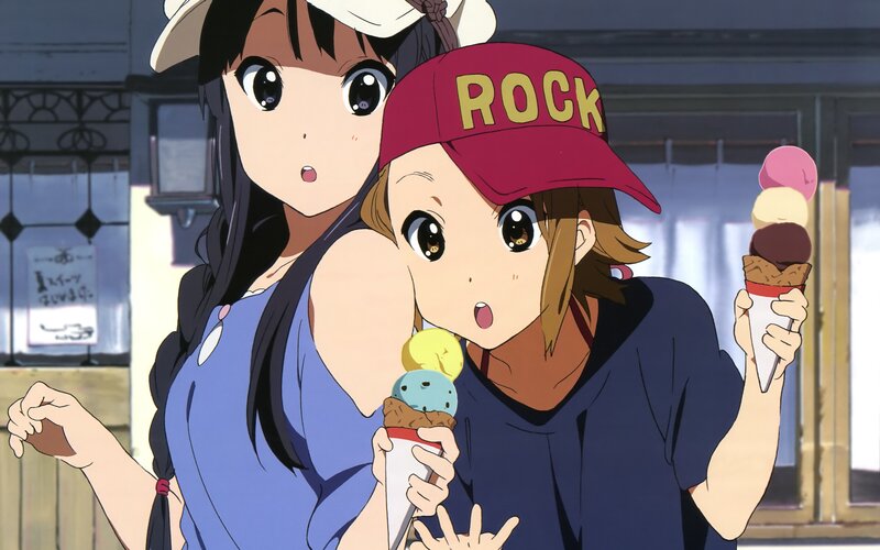Two Girls Eating Ice Cream — Blue, Happy