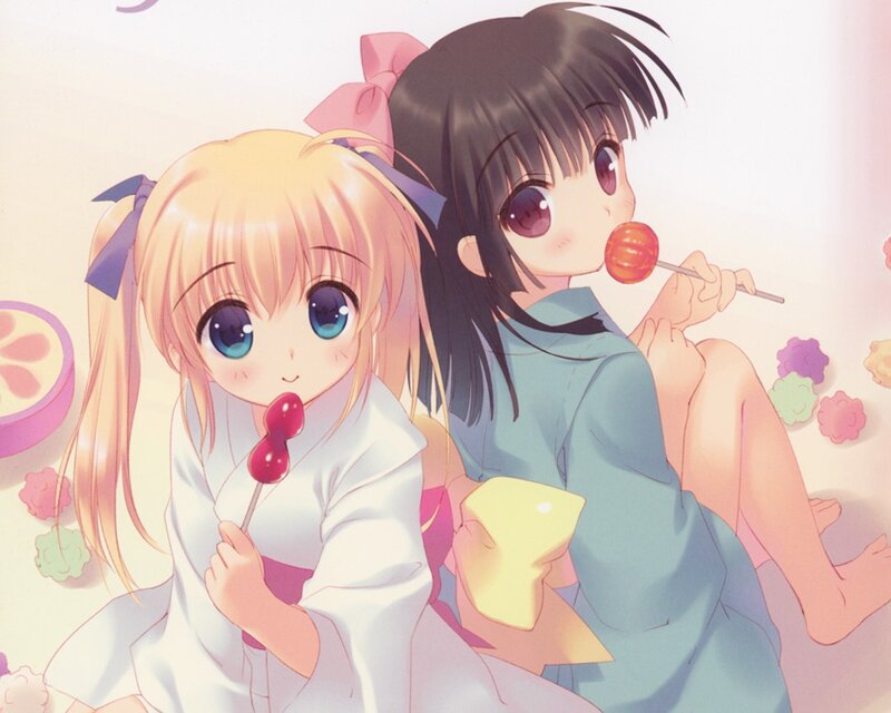 Two Girls Eating Lollipops