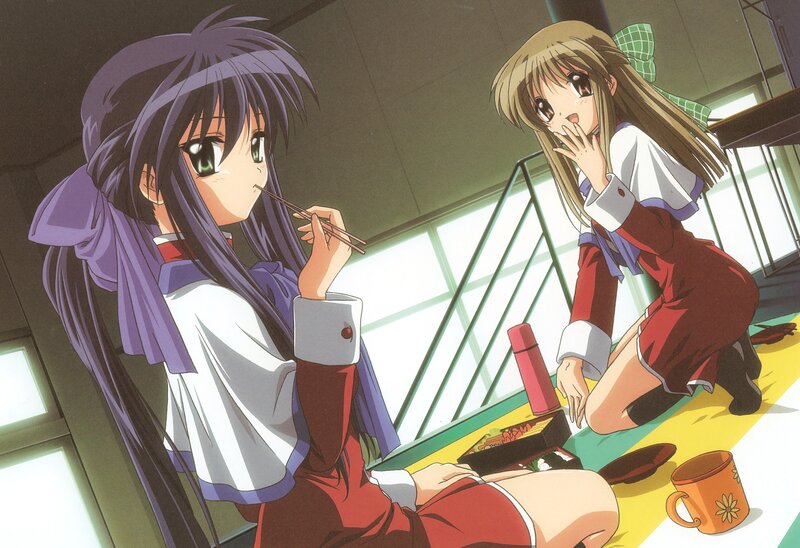 Two Girls Eating Lunch — Purple