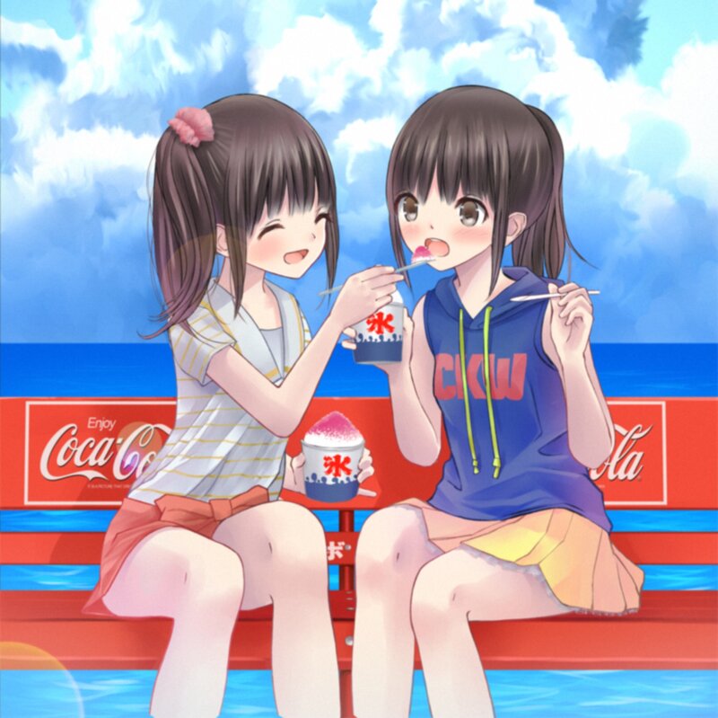 Two Girls Eating Shaved Ice