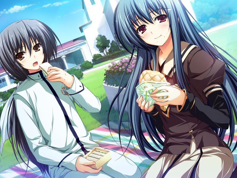 Two Girls Eating Snacks — Blue