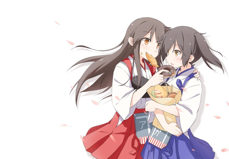 Two Girls Eating Snacks — White