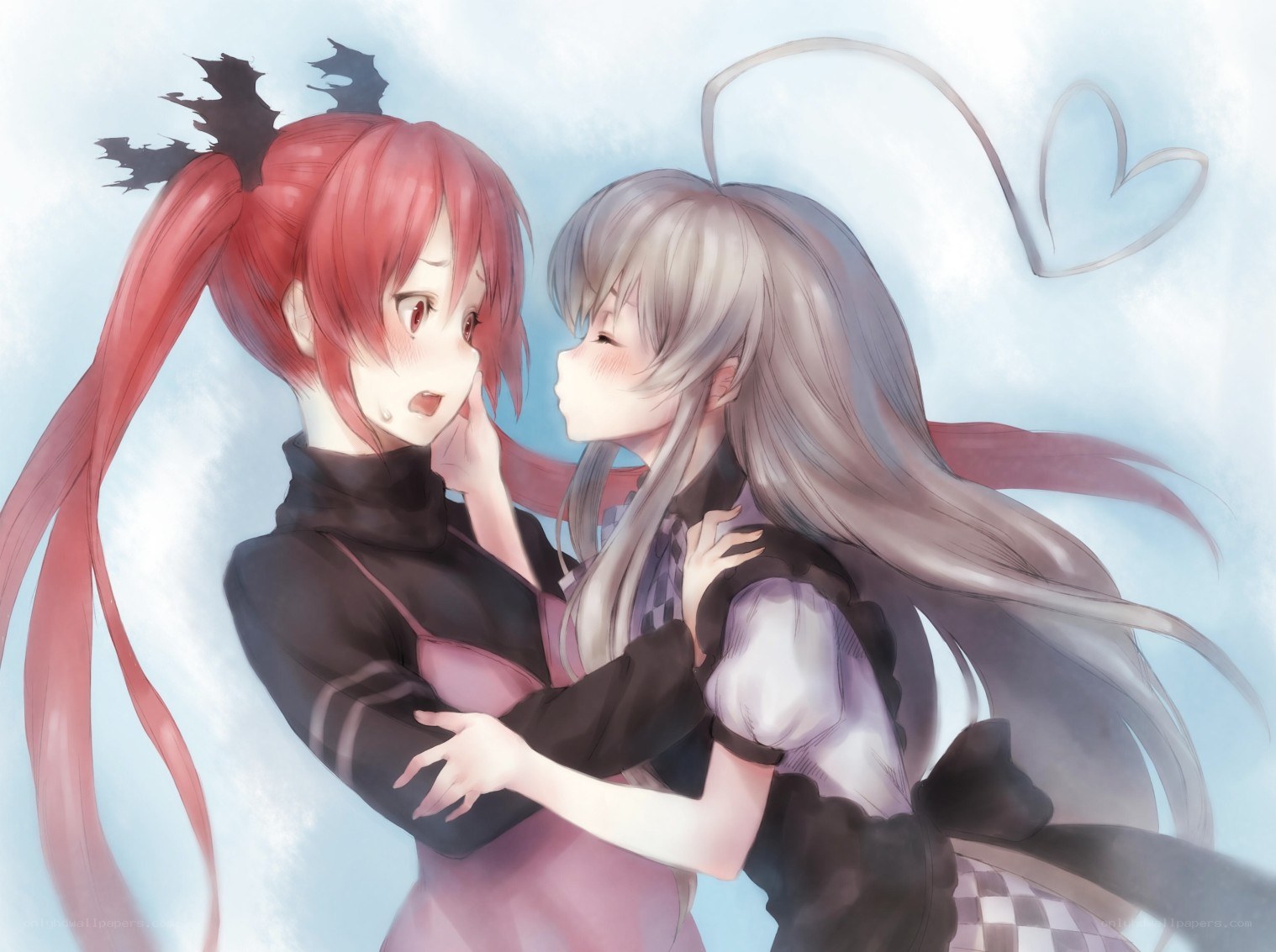 Two girls embracing