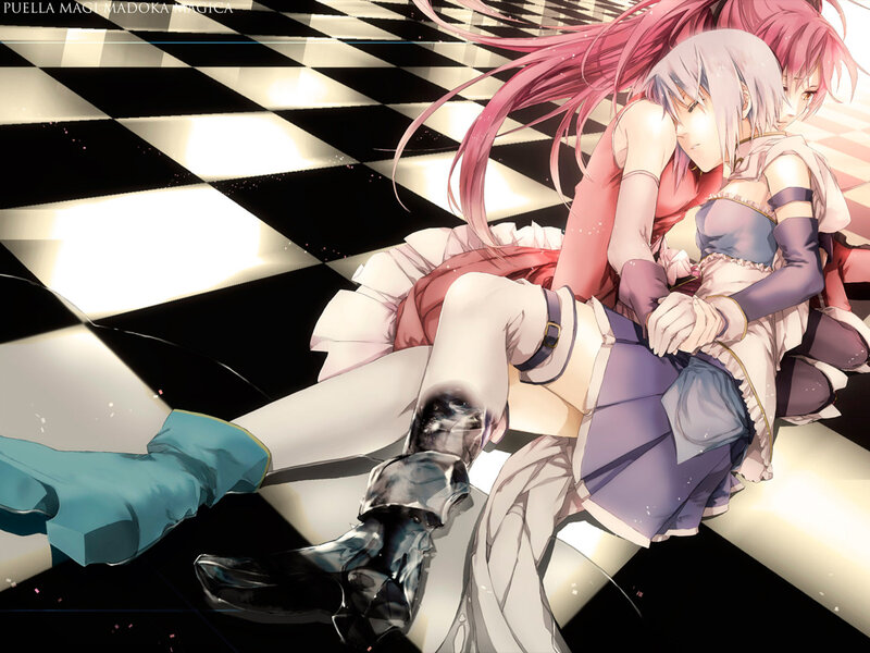 Two Girls Embracing — Black, Dramatic