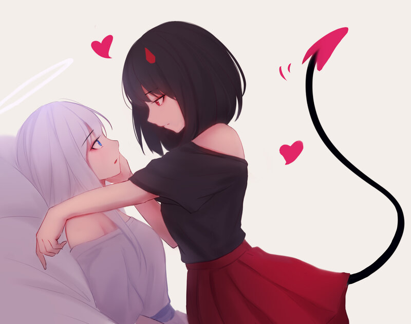 Two Girls Embracing — Black, Tender