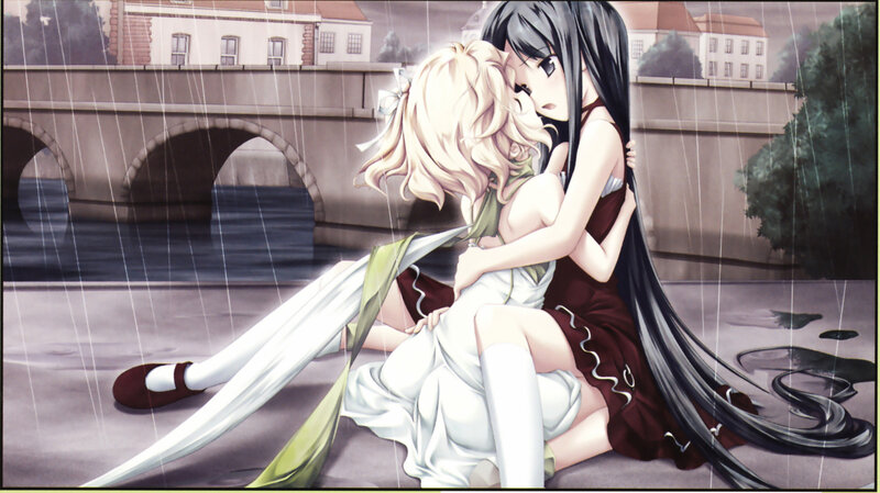 Two Girls Embracing — Black
