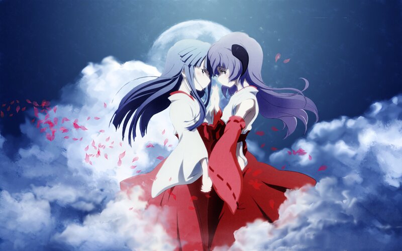 Two Girls Embracing — Blue, Dramatic, Night