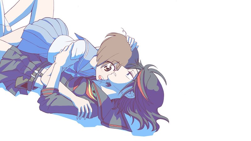 Two Girls Embracing — Blue, Intimate, Manga