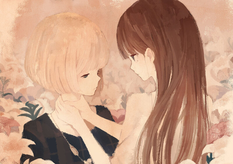 Two Girls Embracing — Brown