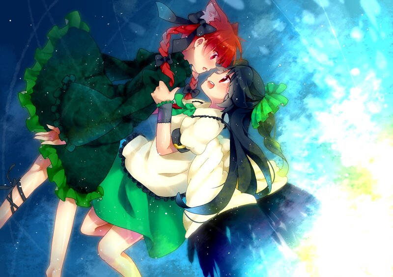 Two girls embracing in a dream