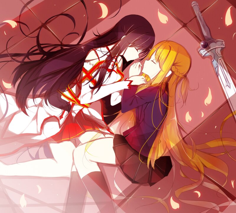 Two girls embracing in a dream