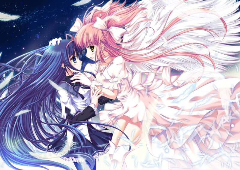 Two Girls Embracing — Pink, Dreamy