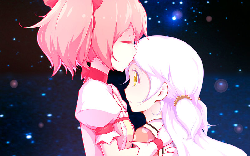 Two Girls Embracing — Pink, Romantic