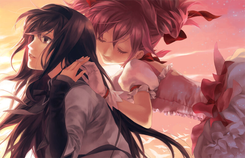 Two Girls Embracing — Pink