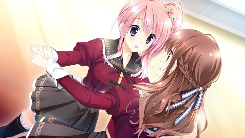 Two Girls Embracing — Pink, Warm