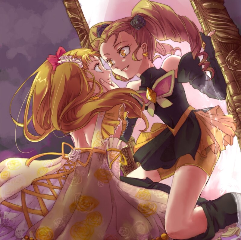 Two Girls Embracing — Purple, Intimate, Manga