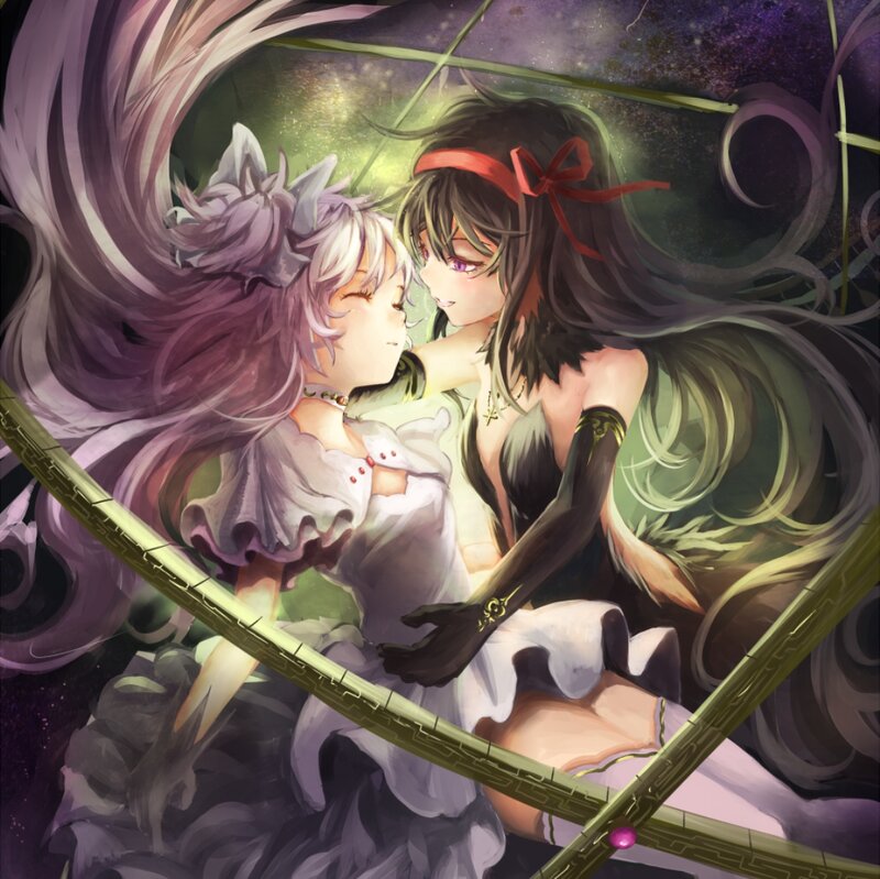 Two Girls Embracing — Purple, Intimate, Night