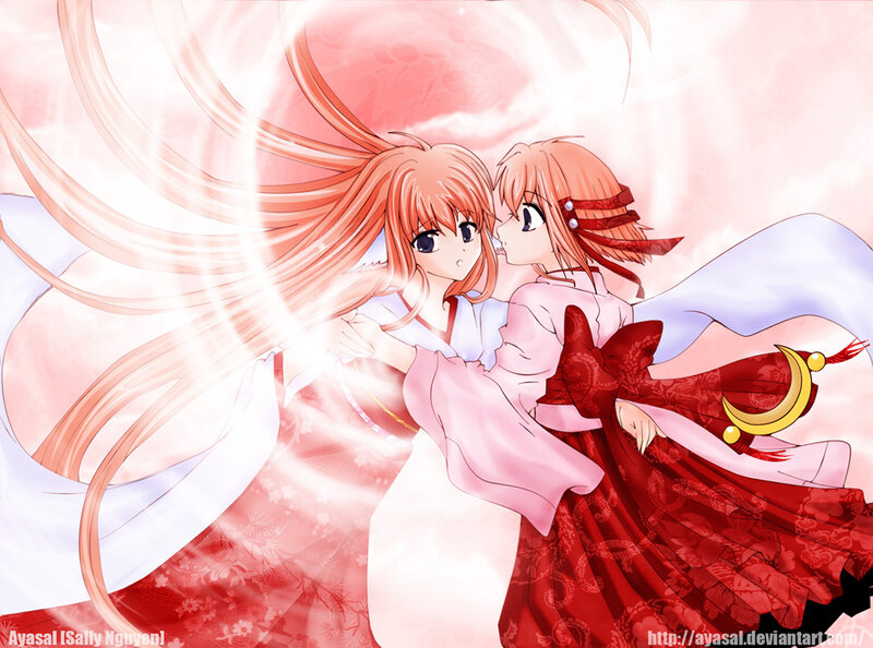 Two Girls Embracing — Red, Romantic