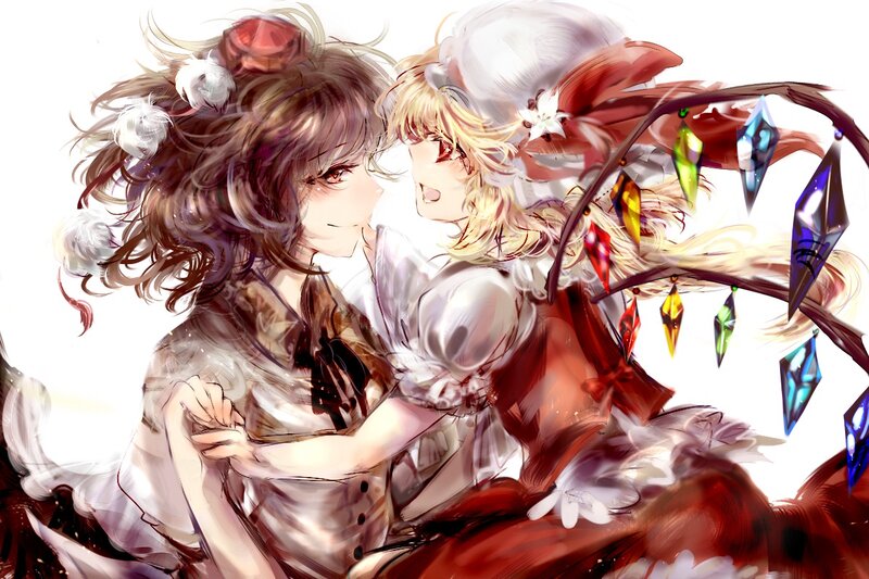 Two Girls Embracing — White, Intimate