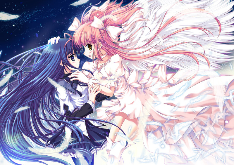Two Girls Embracing — White