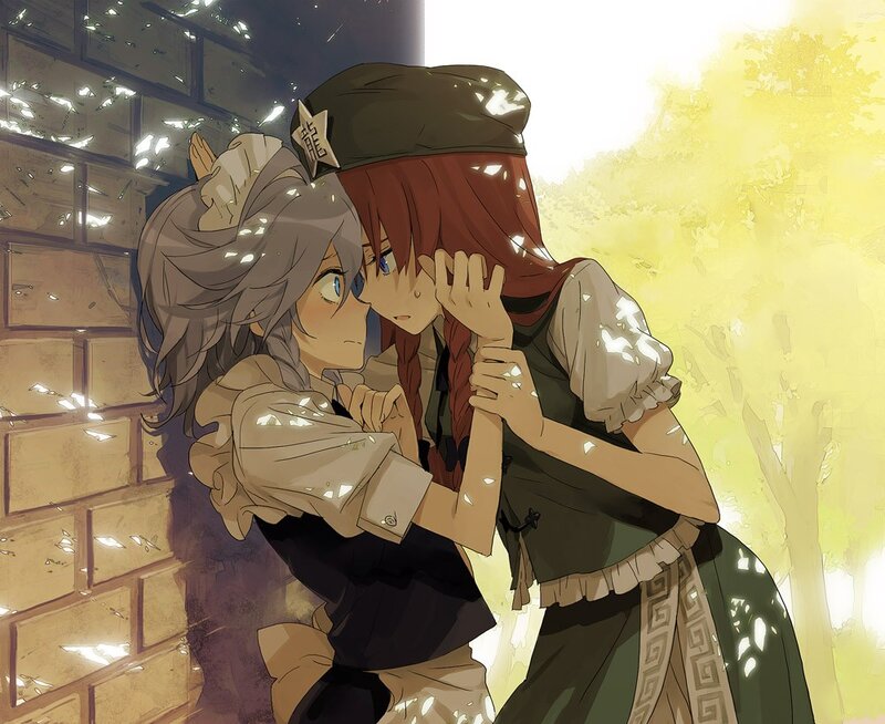 Two Girls Embracing — Yellow, Dramatic, Afternoon
