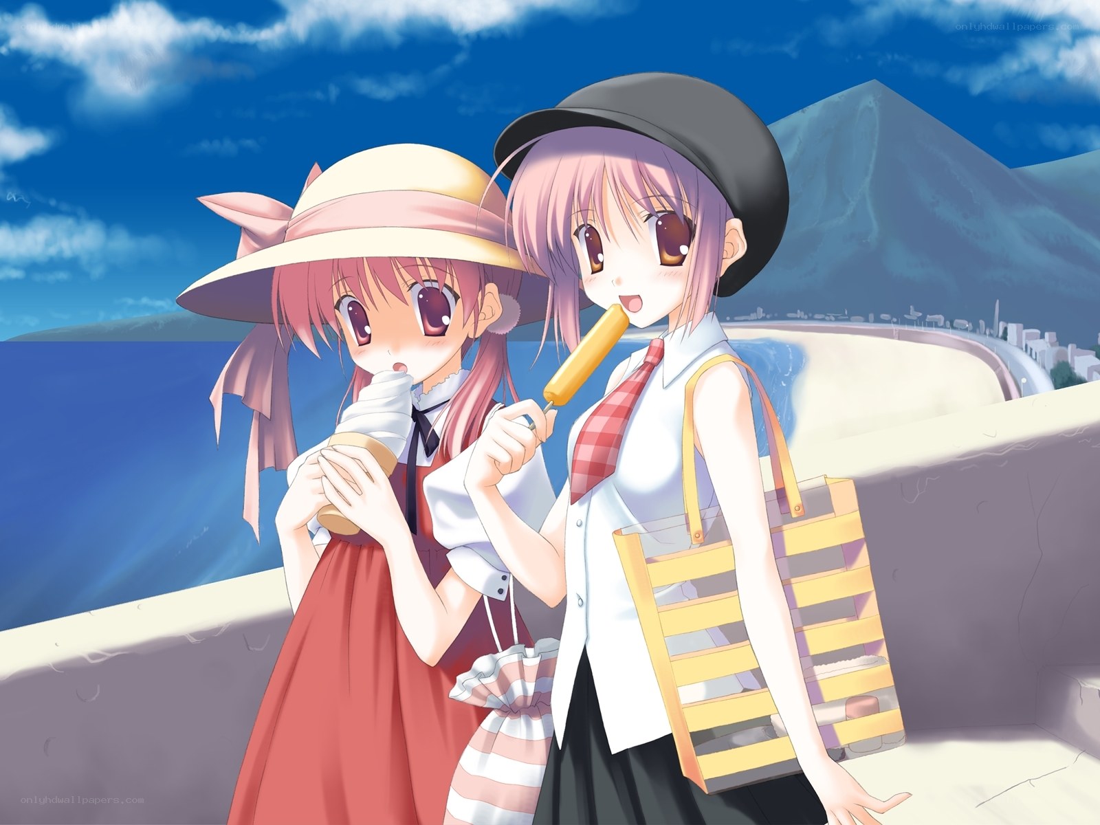 Two girls enjoying ice cream