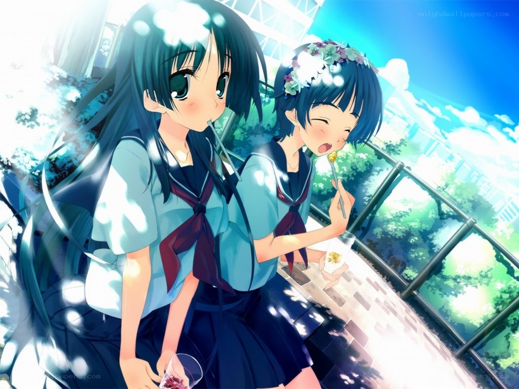Two girls enjoying snacks