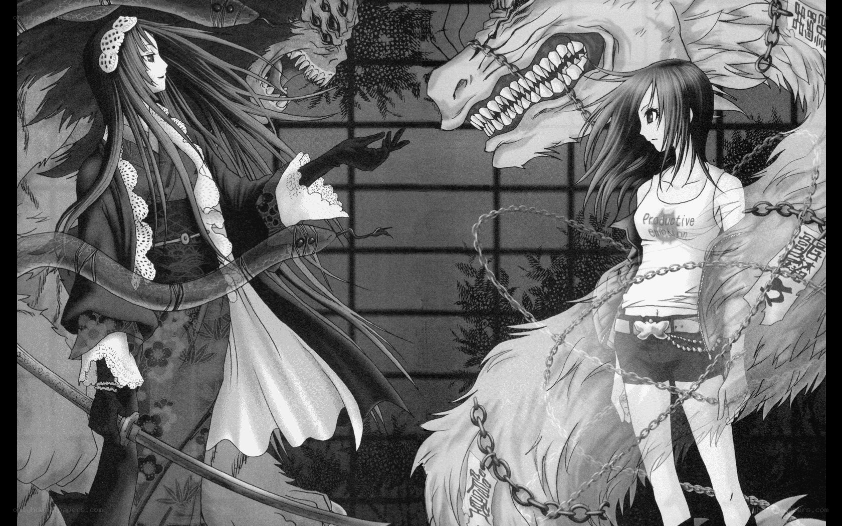 Two girls face monstrous creatures