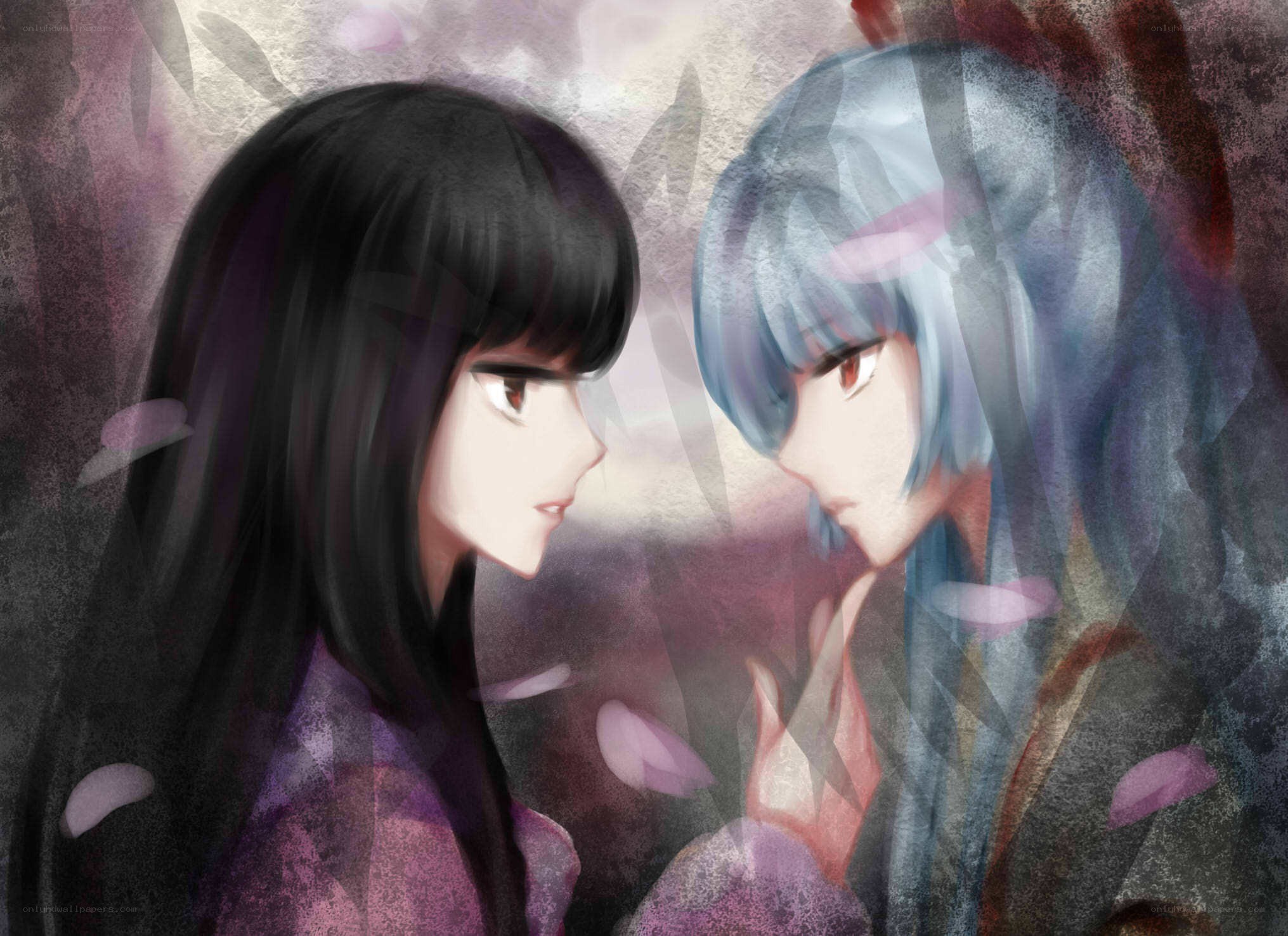 Two girls facing each other