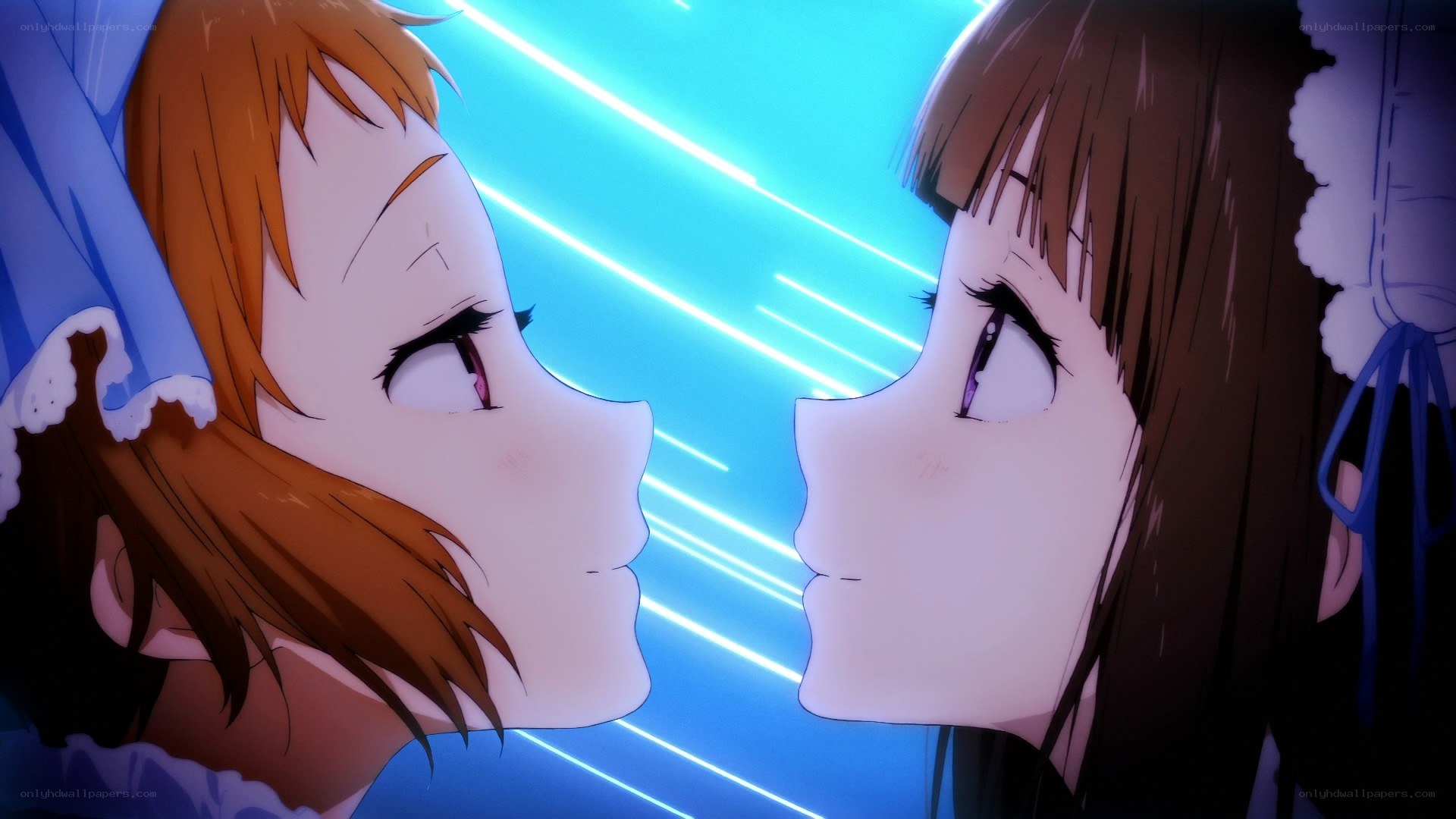 two girls facing each other