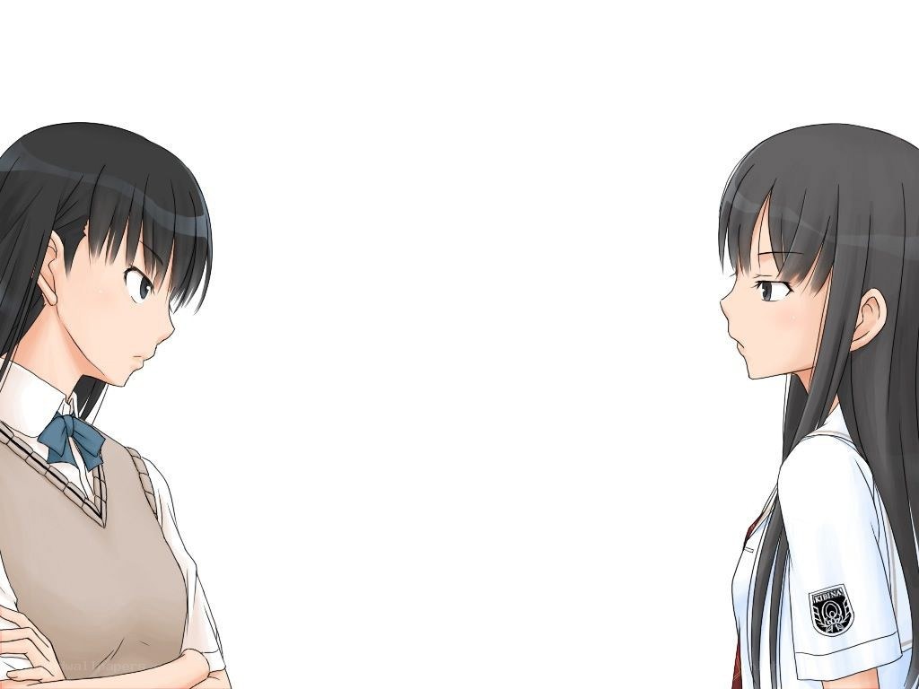 Two girls facing each other