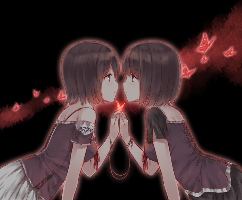 Two Girls Facing Each Other — Black