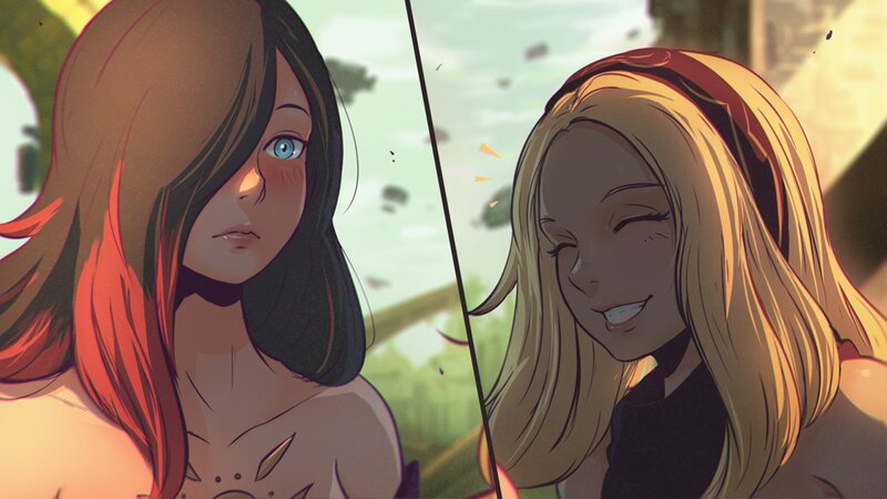 Two Girls Facing Each Other — Brown