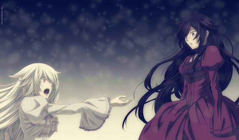 Two Girls Facing Each Other — Purple, Dramatic