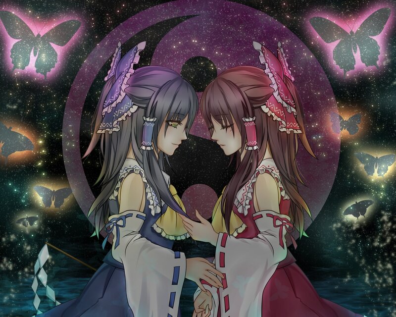 Two Girls Facing Each Other — Purple