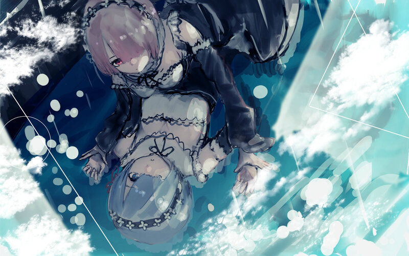 Two Girls Falling — Blue, Dramatic, Anime