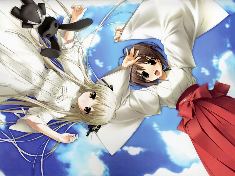 Two Girls Falling — Blue, Serene
