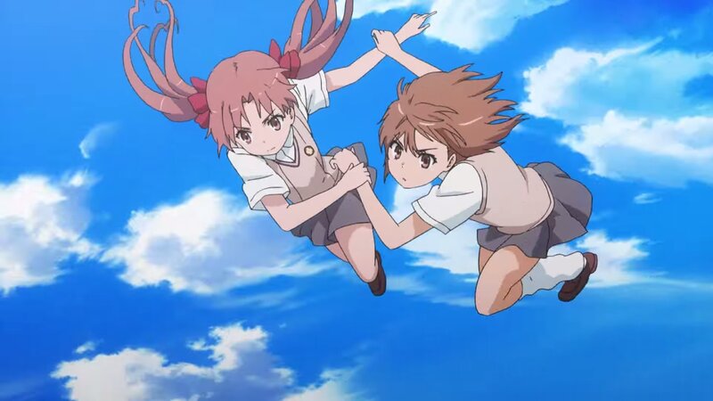 Two Girls Falling Through Sky — Blue, Dramatic
