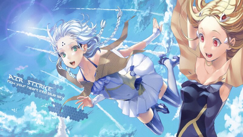 Two Girls Falling Through Sky — Blue, Dynamic