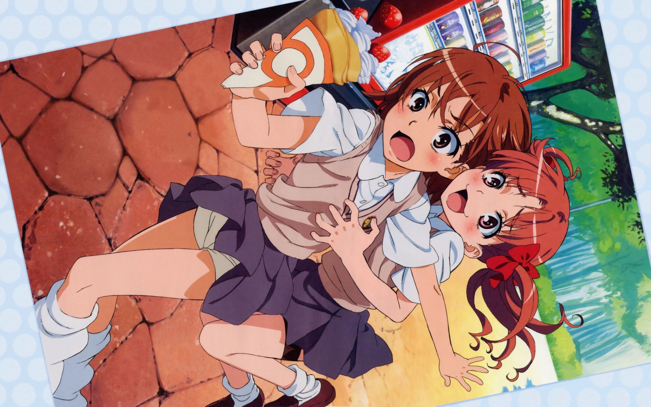 Two girls falling with ice cream