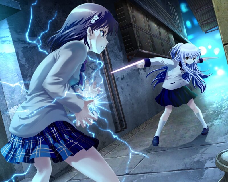 Two Girls Fighting — Blue, Dramatic, Anime, Lightning