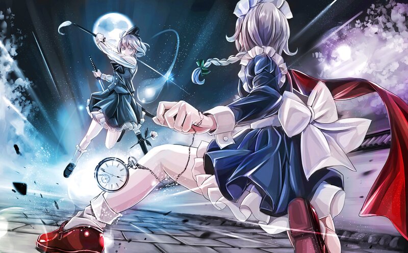Two Girls Fighting — Blue, Dramatic, Night
