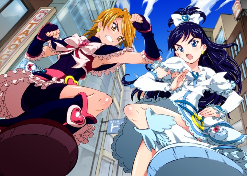 Two Girls Fighting — Blue, Dynamic, Afternoon