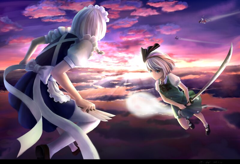 Two Girls Fighting in Sky — Purple