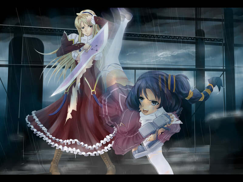 Two Girls Fighting — Purple, Dramatic
